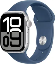 Apple Watch S10 (GPS+Cell) Caixa Alumínio Silver 42MM Pulseira s/M Sport Band Denim MWX33L