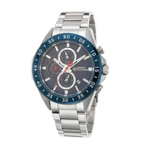 Relógio Analógico Masculino Sergio Tacchini ST.1.10033-4 com Pulseira de Aço Inoxidável - Prata e Azul