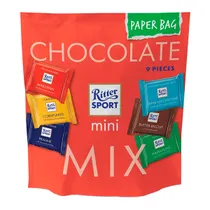 Chocolate Ritter Sport Mini Mix com 9 Unidades Pacote 150G