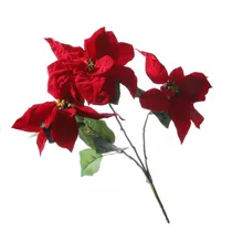 Flor Natalina Vermelha com Folhas Verdes 4,5 CM
