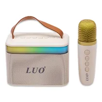Mini Speaker / Caixa de Som Portátil Luo LU-3170 com Microfone / Bluetooth / Aux / USB / TF / Recarregável - Bege