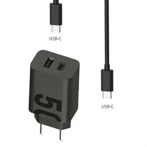 Carregador / Adaptador de Parede Motorola 50W USB-A / USB-C + Cabo USB-C - USB-C - Preto