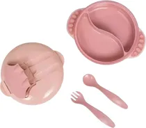 Kit Refeição com Compartimento e Talheres Buba - 16246 (Rosa)