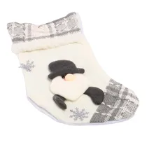 Bota Natalina Cinza com Aplique de Papai Noel