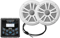 Som Maritimo Boss Kit MCKGB450W.6 / Kit 4 Falantes + Central / Bluetooth, CD MP3 USB, AM FM