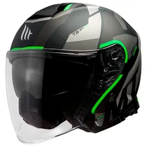 Capacete MT Helmets Thunder 3 SV Jet Bow A6 - Aberto - Tamanho XXL - com Óculos Interno - Matt Green