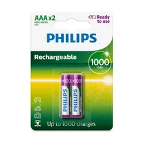 Pilha Philips AAA Recarregavel R03B2RTU10/97 1000 Mah - 2 Unidades