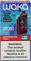 Vape Descartável Waka Blast Watermelon Chill + Ice Blast 36000 Puffs