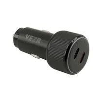 Carregador Veicular Vezr VC01 - USB-C/USB-C - 50W - RGB - Preto