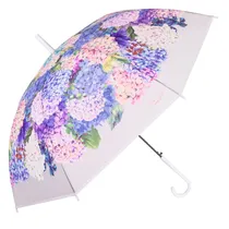 Guarda Chuva Automático Reforçado com Desenho Hortencias Azul Claro.