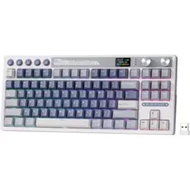 Teclado Mecânico Royal Kludge RKM87 75% RGB Sem Fio Switch Cream - Ocean Blue (Inglês)