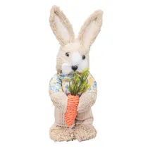 Coelho de Páscoa Decorativo de Palha com Cenoura 25 CM