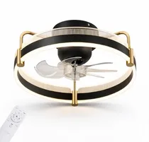 Ventilador Sate A-F7101 Techo c/Luz 55W Negro/Dorado