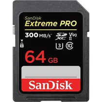 Memória SD SDXC Sandisk Extreme Pro 300-260 MB/s C10 U3 V90 64 GB (SDSDXDK-064G-GN4IN)