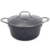 Panela Induçao Kiata com Revestimento de Granito com Tampa Marrom 24CM