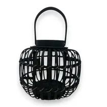Candelabro Artesanal Negro de Rattan