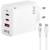 Carregador Hye HYEC79L USB/2 USB-C de 65 Watts + Cabo Lightning