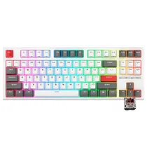 Teclado Mecânico Royal Kludge RKR87, 75%, RGB, Tátil com Fio, Switch Brown, RKR87-Whit-C, Branco