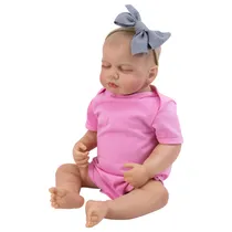 Boneca Baby Reborn V-021 48CM Roupa Rosa Ursinho Rosa