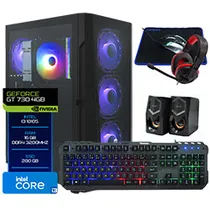 PC Montado Gamer Intel Core i3 3.7GHZ/ 16GB/ 480GB SSD/ VGA GT730 4GB/ Fone/ Mouse/ Mousepad/ Speaker/ Teclado/ RGB/ Linux Preto