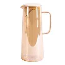 Jarra de Vidro Cor Champagne com Tampa Plástica Branca 1,4L