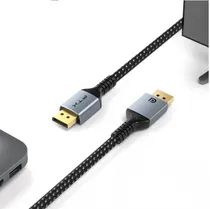 Cabo Displayport Macho para Displayport Macho 1.4, 2M, FTX CT-DP8K-AG2, 4K/8K, 60HZ/120HZ, 32.4GBPS, Preto, Carcaça de Alumínio, Nylon Trançado  Cabo Displa...