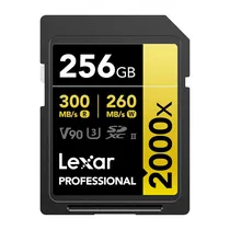 Cartao de Memoria SD Lexar Professional Gold Series 2000X C10 U3 V90 8K 256GB - LSD2000256G-BNNNG
