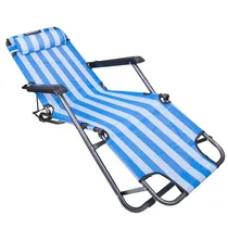 Cadeira Praia Dobrável Azul/Branco Listras Resistente