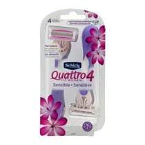 Aparelho de Barbear Schick Quattro 4 Lâminas Descartável Feminino X2 Unidades