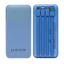 Carregador Portatil Powerbank Luo LU-6066 / 12000MAH / 2X USB-A / 1X USB-C / Cabo Embutido Micro-USB / USB-C / Lightning / USB-A - Azul