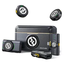 Microfone Lapela Hollyland Lark M2 Combo USB-C e Lighting Sem Fio para Smartphone - Preto