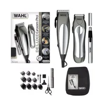 Kit Barbeador e Cortadora de Cabelo Wahl Deluxe Groom com 21 Peças / 127V - Cinza
