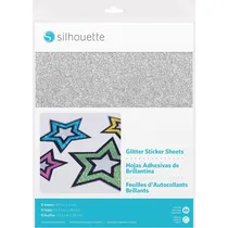 Papel Adesivo de Glitter Silhouette para Impressão 8 Unidades - Prata 22 X 28 CM