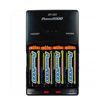 Pilhas Recarregaveis + Carregador POWER2000 XP-333 4 AA 2950MAH