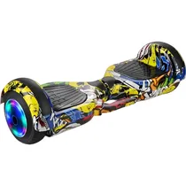 Scooter Elétrico Keen 6.5 com Rodas LED, BT e Estojo - Yellow Graffiti