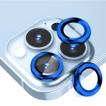 Pelicula Protetora de Vidro para Camera 4LIFE para iPhone 14 Pro / 14 Pro Max / Anéis de Metal / Anti-Riscos - Um Conjunto (3 Peças) - Azul