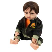 Boneca Baby Reborn V-90 - 48CM - Silicone - Roupa Militar