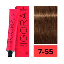 Crema de Coloracion Schwarzkopf Igora Royal 7-55 Rubio Medio Dorado Intenso 60GR