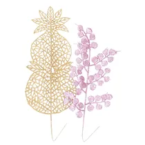 Planta Natal Artificial Dourada/Rosa Brilhante 14X40CM