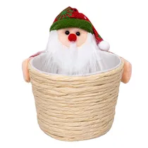 Cesta de Natal com Papai Noel 10X8X8CM - Vermelha