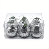 Adorno de Natal Pendante Pera Prateada 7CM 6UN