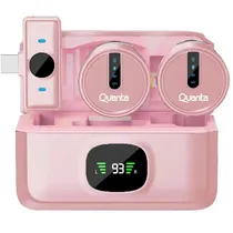 Microfone Sem Fio Quanta QTMDM30 para Smartphone / 2 Microfones / USB-C - Rosa