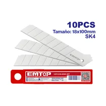 Hojas de Repuesto para Estilete Emtop ESKB1801 1.8X10CM 10 Piezas