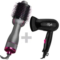 Escova Secadora Quanta QTES6000N / Bivolt - Cinza + Secador de Cabelo Krab KBSC12