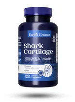 Earths Creation Vitamina Shark Cartilage 100 Caps 750 MG Plastico Azul