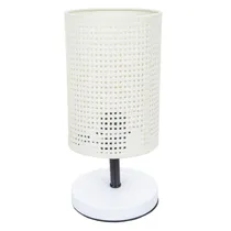 Abajur Decorativo Em Tecido Trançado com Base de Madeira - Cor Creme