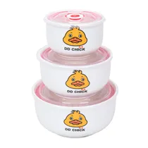 Conjunto de Taças de Vidro com Tampa de Silicone 3 Peças - Branco e Vermelho