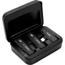Microfone Sem Fio Dual para Smartphone Quanta (QTMDM20) com USB-C/Lightning - Preto