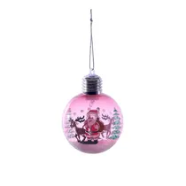 Bola de Natal Transparente com Papai Noel e Renas 8CM.
