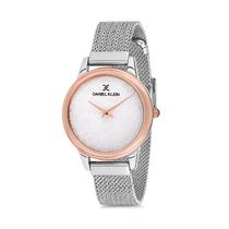 Relogio Analogico Feminino Daniel Klein Premium DK12040-4 - Prata e Rosa Ouro